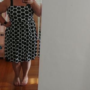 Polka dot linen blend dress